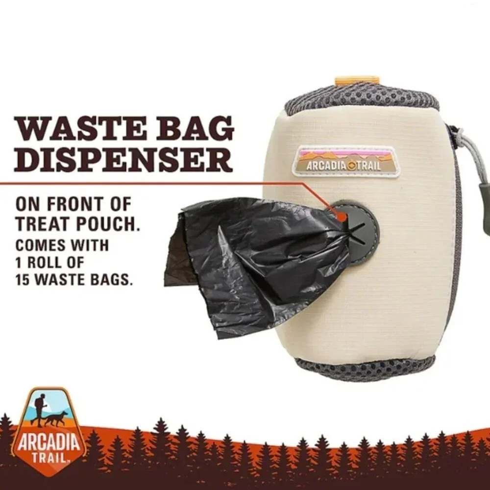 Arcadia Trail Waste Bag Dispenser & Treat Tote Dog Tan Beige‎ New